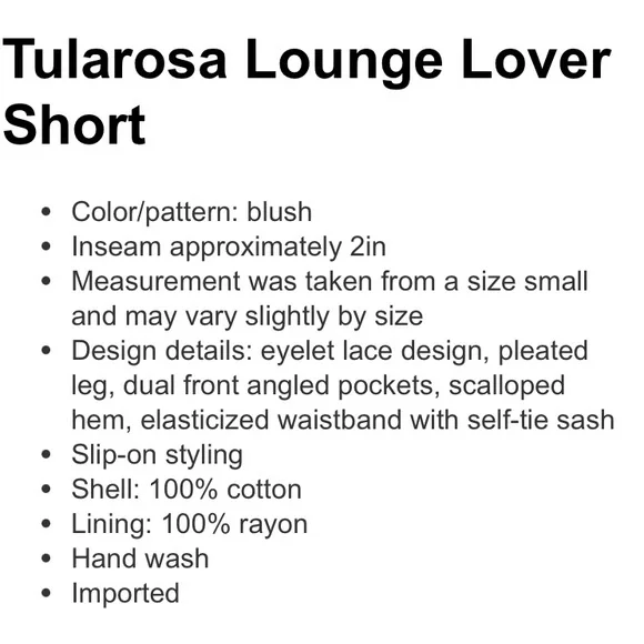 NWT Tularosa Revolve Lounge Lover Blush Eyelet Shorts Size Small - Picture 5 of 5